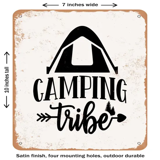 DECORATIVE METAL SIGN - Camping Tribe- Vintage Rusty Look {2}