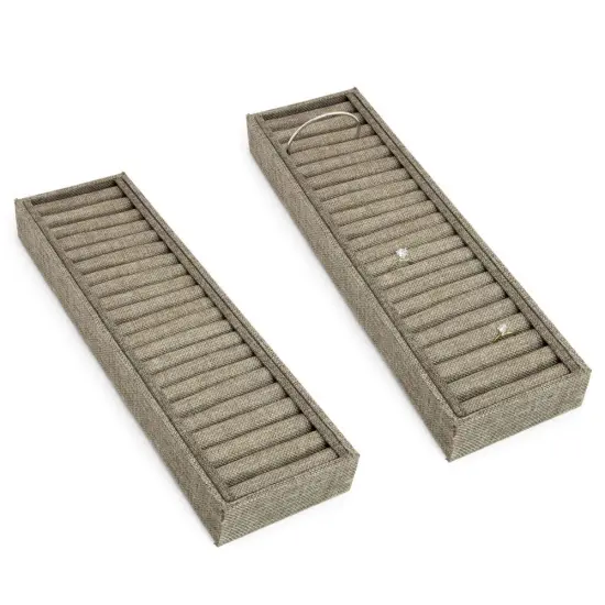 Bangle Bracelet and Ring Jewelry Display Tray 21 Slots Burlap (Pack of 2) {1}