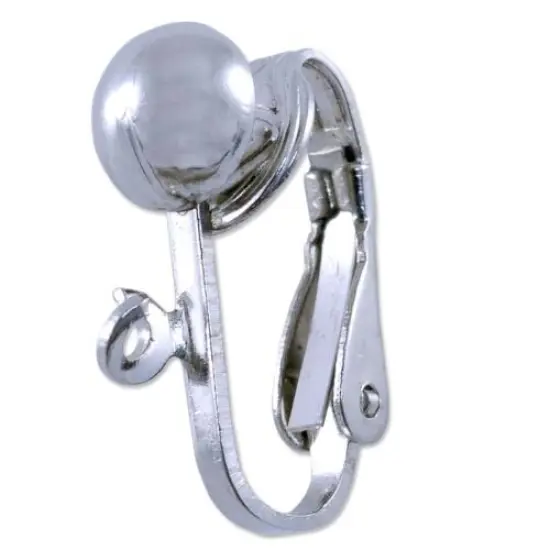 JewelrySupply Clip Earring with Ring 6.5mm Silver Color (2-Pcs) {1}