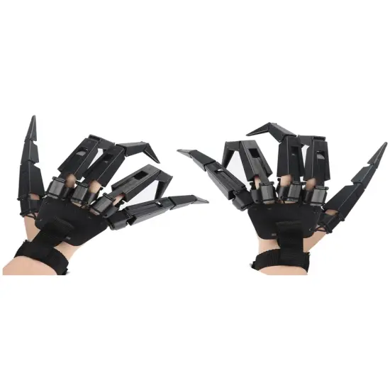 Adult's Black Articulating Finger Gloves Pair Costume Accessory {1}