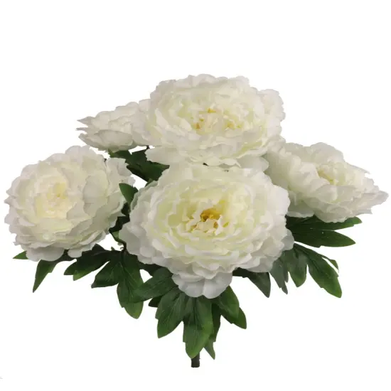 20" White Peony Bush - 12-Pack with 5 Lifelike Silk Flowers & Realistic Foliage, Elegant Floral Decor for Arrangements & Events - All-Season Beauty, Floral Home by Artificial Flowers {1}