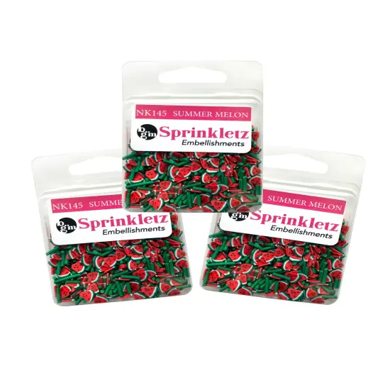 Buttons Galore Sprinkletz Embellishments for Crafts, Tiny Polymer Clay Shapes & Unique Designs - Summer Melon- 3 Pack {1}