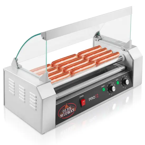 Olde Midway Electric Hot Dog Rollers with Cover, Commercial Grade Grill Cooker Machines {1}