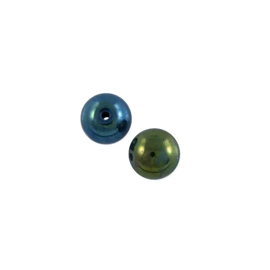 Green Iris Czech Pressed Glass Round Beads 4mm (Package of 10) {1}