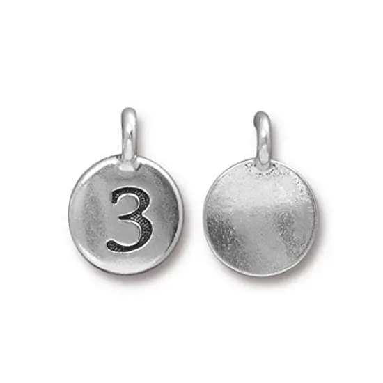 TierraCast 11mm Antique Silver Plated Number 3 Charm {1}
