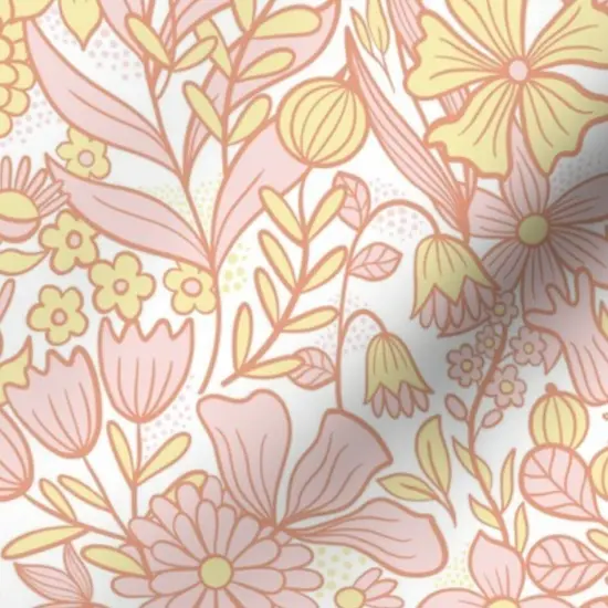 Various Fabrics by the Yard or Fat Quarter Romantic Floral Pastel Pink Yellow Feminine Cheerful Playful Delicate Custom Printed Fabric by Spoonflower {7}
