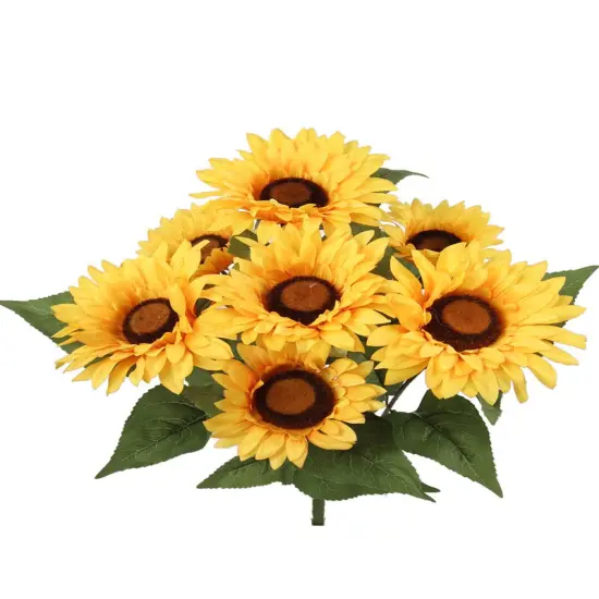 6-Pack: Yellow Sunflower Bush with 7 Silk Flowers & Foliage by Floral Home&reg; {1}