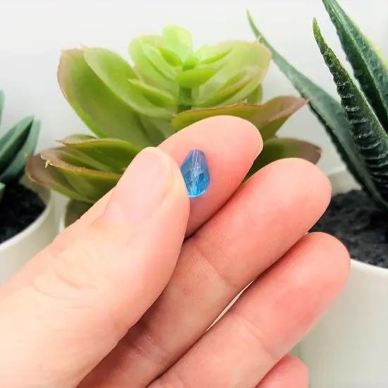 4, 20 or 50 Pieces: 6x8 mm Teardrop Aqua Blue Imitation Crystal December Birthstone Beads {6}