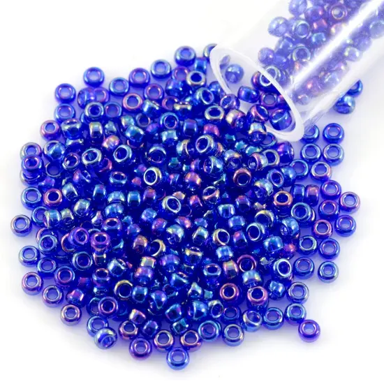 Miyuki Round Rocaille Seed Bead 11/0 Transparent Cobalt Blue AB {1}