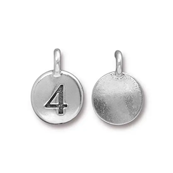TierraCast 11mm Antique Silver Plated Number 4 Charm {1}