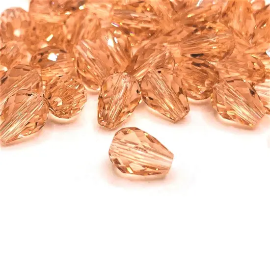 4, 20 or 50 Pieces: 6x8 mm Teardrop Light Pink Imitation Crystal October Birthstone Beads {1}