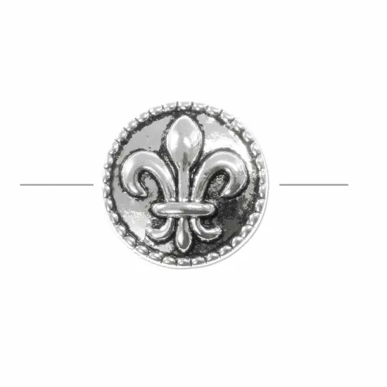 Fleur de Lis Bead 16mm Pewter Antique Silver Plated (1-Piece) {1}