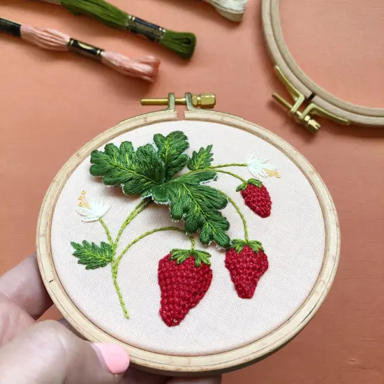 MCreativeJ Stumpwork Strawberries - Intermediate 3D Hand Embroidery DIY Craft Kit {5}
