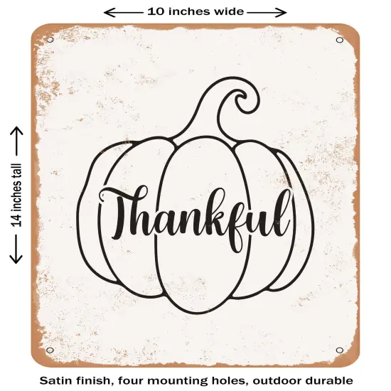 DECORATIVE METAL SIGN - Thankful - 2- Vintage Rusty Look {1}