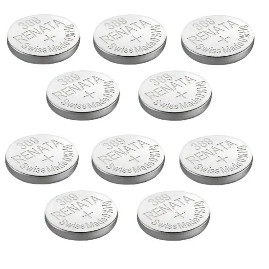 Renata Watch Battery Swiss Made Renata 389 or SR1130SW Or AG10 1.5V (10 Batteries, 389 or SR 1130 SW) {1}