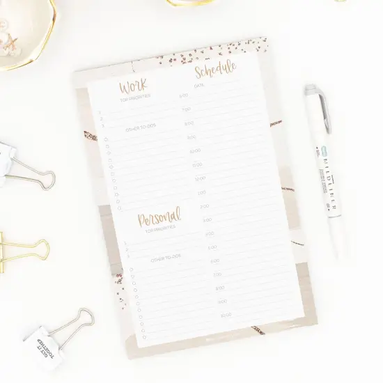 bloom daily planners Planning Pad, 6" x 9", Timed Work & Personal To-Do List, Brushed Beige {5}