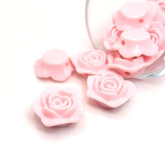 4, 20 or 50 Pieces: Light Pink Chunky Rose Flower Beads {1}