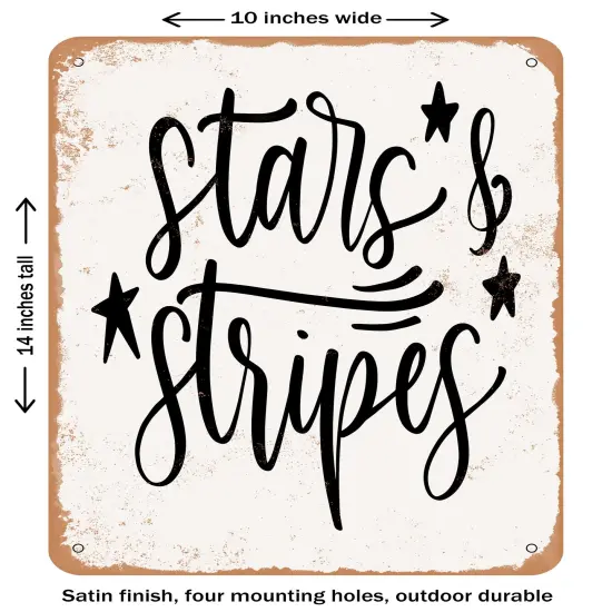 DECORATIVE METAL SIGN - Stars and Stripes- Vintage Rusty Look {1}