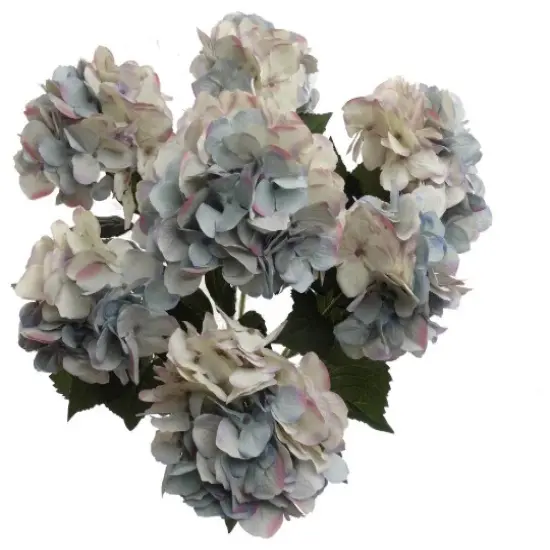 Artificial 20" Hydrangea Bush Lavender Blue - 7 Heads, 4 Pieces Set - Premium Faux Silk Flowers for Home Decor, Wedding, & Events {1}