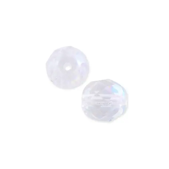 Czech Fire Polished Glass Round Beads 8mm Crystal AB (Package of 25) {1}