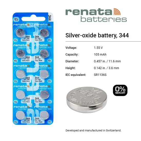 #344 Renata Watch Batteries 2Pcs {2}