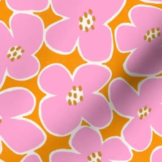 Various Fabrics by the Yard or Fat Quarter Bright Modern Floral Bold 70S Tropical Pink Retro Vintage Custom Printed Fabric by Spoonflower {7}