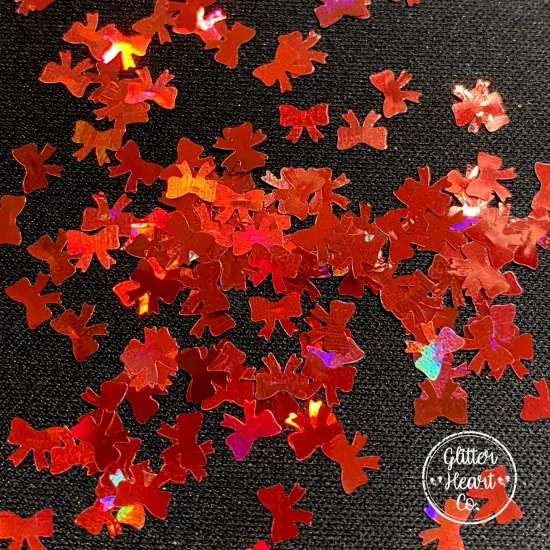 Polyester Glitter - Red Bows Glitter Shape by Glitter Heart Co.&trade; {2}