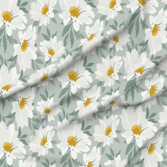 Various Fabrics by the Yard or Fat Quarter Mint Green Floral Garden Daisy Botanical Spring Party Modern Large Scale Custom Printed Fabric by Spoonflower {6}