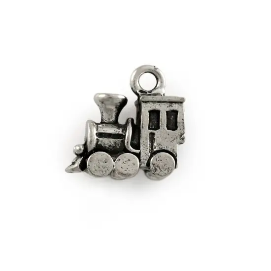 16x15mm Antique Silver Plated Train Charm (Package of 1) {2}