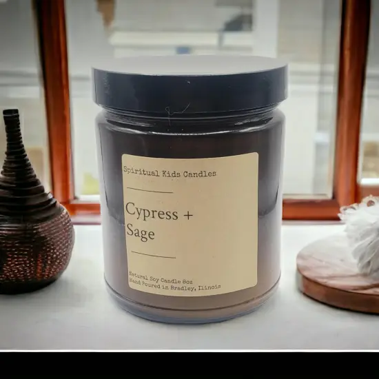 Cypress & Sage Soy Candle 8oz 35-40 Hour Poured with All Natural Soy Wax and Fragrant/ Essential Oils! {3}