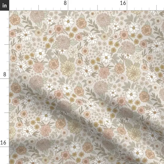 Various Fabrics by the Yard or Fat Quarter Dahlia Spring Botanical Cottage Tan Beige Custom Printed Fabric by Spoonflower {2}