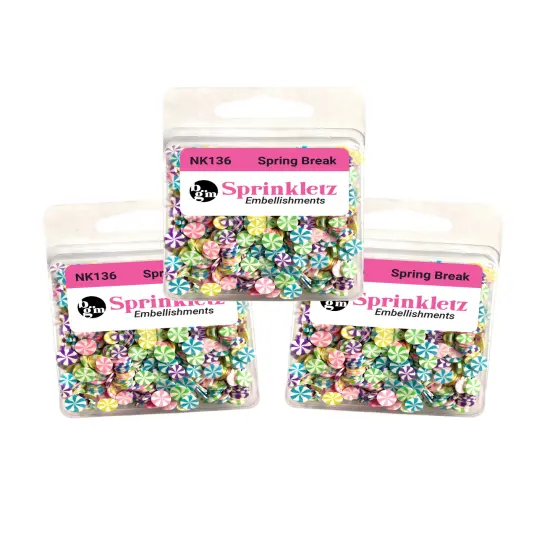 Buttons Galore Sprinkletz Embellishments for Crafts, Tiny Polymer Clay Shapes & Unique Designs - Spring Break- 3 Pack {1}
