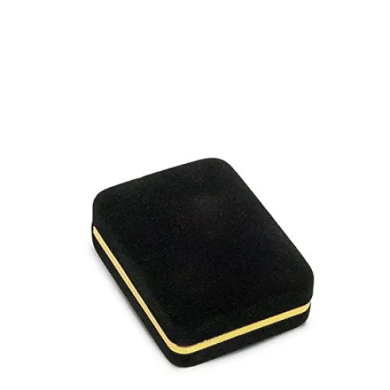 JewelrySupply Small Pendant Box Black Velvet with Gold Trim {2}