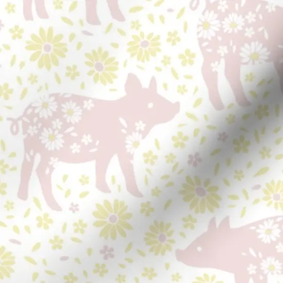 Various Fabrics by the Yard or Fat Quarter Shabby Chic Pigs Farmhouse Pastel Pink Yellow Cheerful Playful Delicate Custom Printed Fabric by Spoonflower {7}