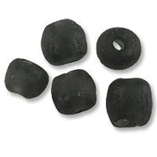 Ghana Recycled Glass Black 13mm (5-Pcs) {1}
