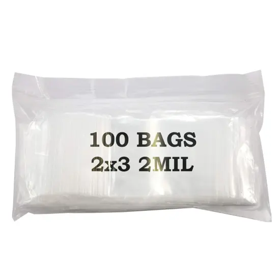Clear Plastic Reclosable Zipper Bags 2x3 (Package of 100) {1}