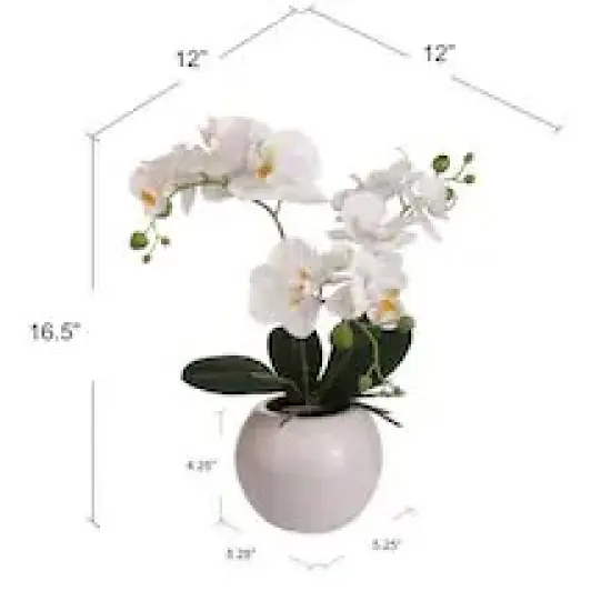 Stylish Set of 4 - 16.5" Phalaenopsis Orchid Floral Arrangements - Perfect for Elegant Home Decor, Floral Home by Artificial Flowers {4}