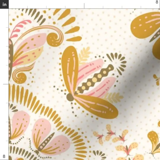 Various Fabrics by the Yard or Fat Quarter Gold Butterfly Light Pink Whimsical Damask Feminine Floral Garden Custom Printed Fabric by Spoonflower {4}