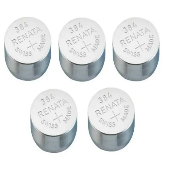 Renata Watch Battery Swiss Made Renata 384 or SR41SW Or AG3 1.5V (5 Batteries, 384 or SR 41 SW) {1}