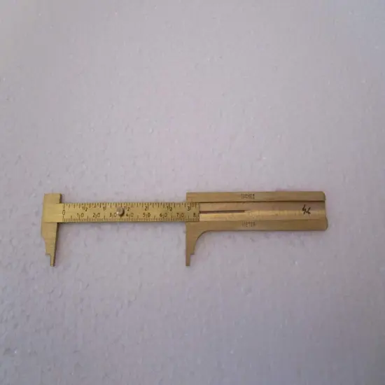 Mini Brass Pocket Ruler Handy Sliding Gauge Brass Vernier Caliper Ruler Measuring Tool Double Scales mm/inch : {4}