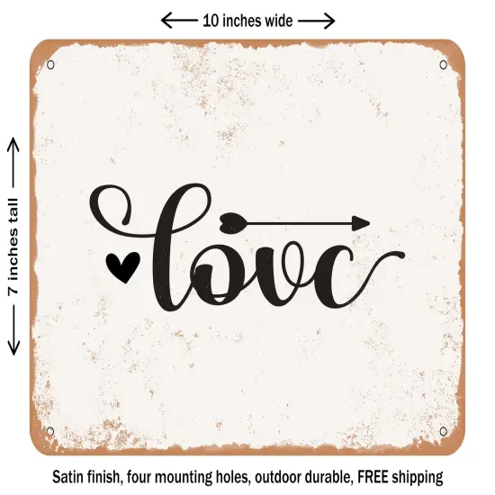 DECORATIVE METAL SIGN - Love3 - Vintage Rusty Look {1}