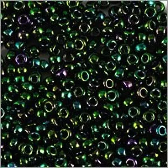 Miyuki Round Rocaille Seed Bead 15/0 Metallic Dark Green {2}