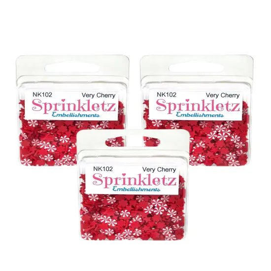 Buttons Galore Sprinkletz Embellishments for Crafts, Tiny Polymer Clay Shapes & Unique Designs - Very Cherry- 3 Pack {1}