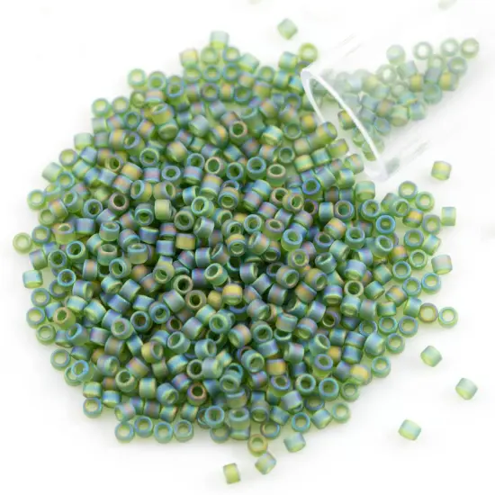 Miyuki Delica Seed Bead 11/0 Matte Transparent Olive Green AB {1}
