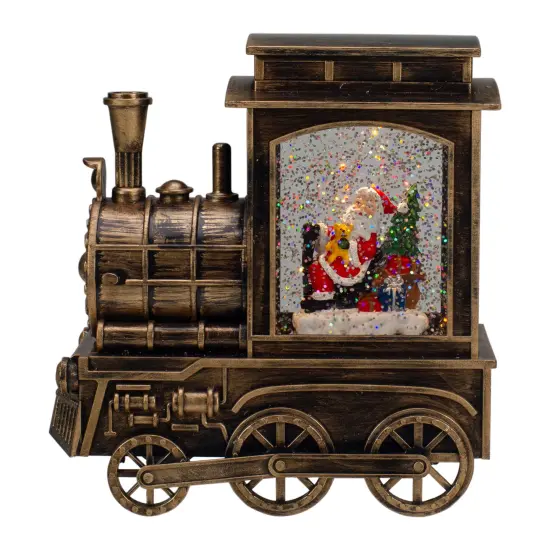 Northlight 6.75" Lighted Black Train Christmas Snow Globe with Santa {3}