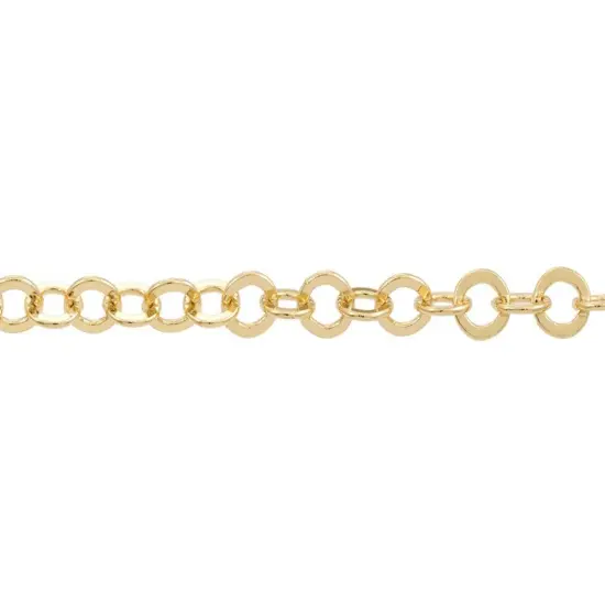 Smooth Flat Cable Chain 6.4mm Gold Plated (Priced per Foot) - {1}