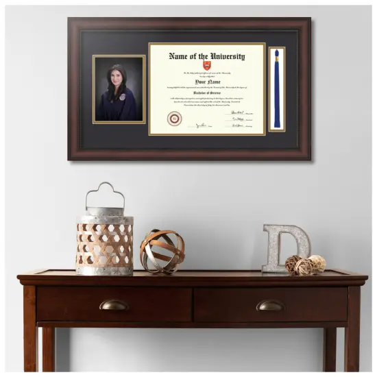 ArtToFrames 11x14 inch Diploma Frame with 5x7 Inch Image Opening and Tassel Opening - Framed with Black and Gold Mats, Comes with Regular Acrylic and Sawtooth Hanger for Wall Hanging (DIT-11x14) {2}