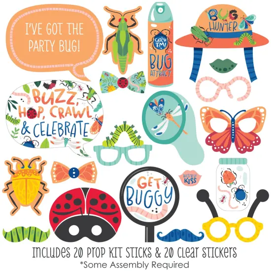 Big Dot of Happiness Buggin' Out - Bugs Birthday Party Photo Booth Props Kit - 20 Count {3}