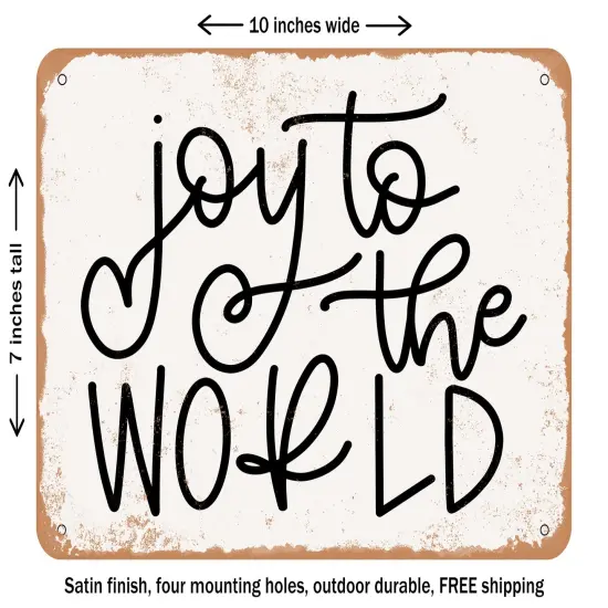 DECORATIVE METAL SIGN - Joy to the World - 3 - Vintage Rusty Look {2}
