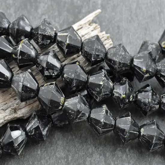 *6* 16mm Jet Travertine Faceted Bicone Beads {6}